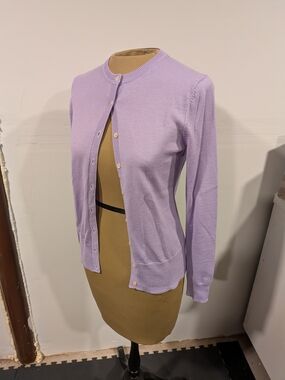 Brooks Brothers Merino Wool Lilac Button-Front Women's Cardigan